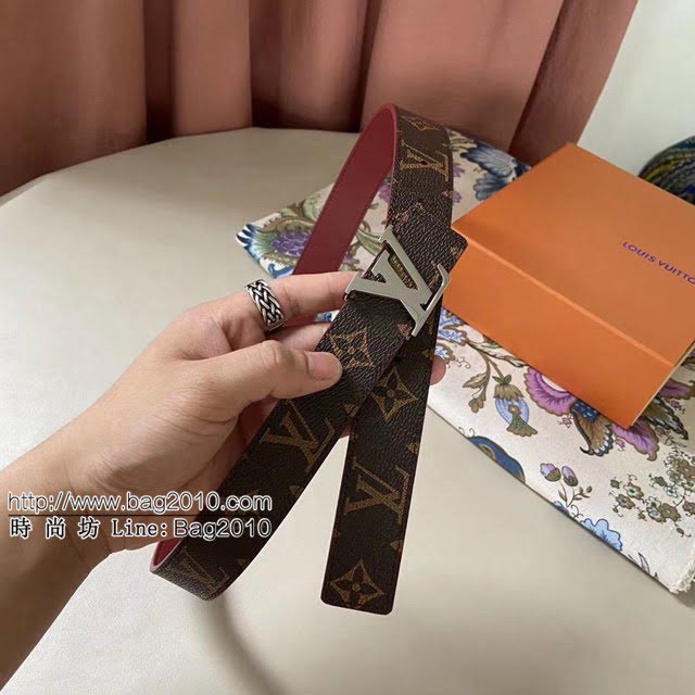 LV新款女士皮帶 路易威登Initiales雙面小牛皮腰帶  jjp1233